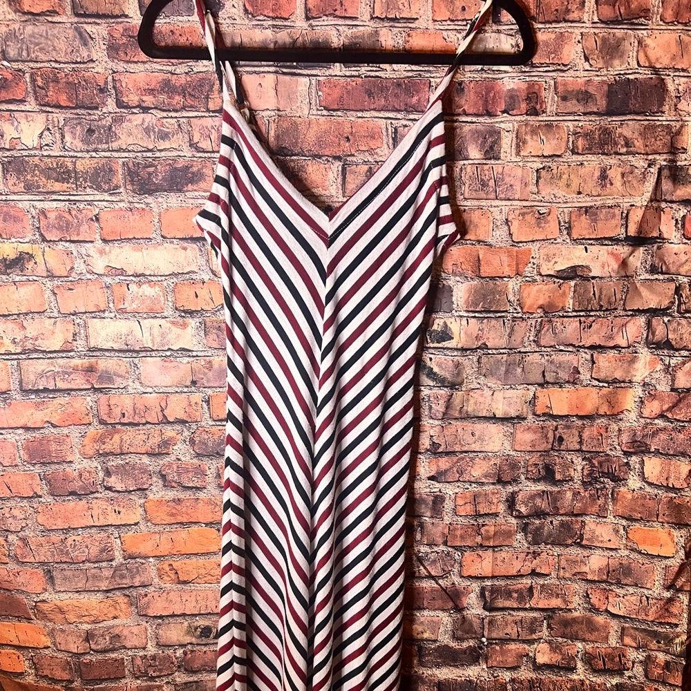 Iris brand maxi dress - red, black, and white striped